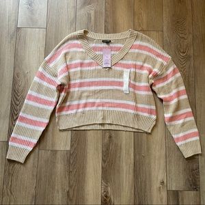 Cream/White/Pink Striped Sweater (Never Worn)